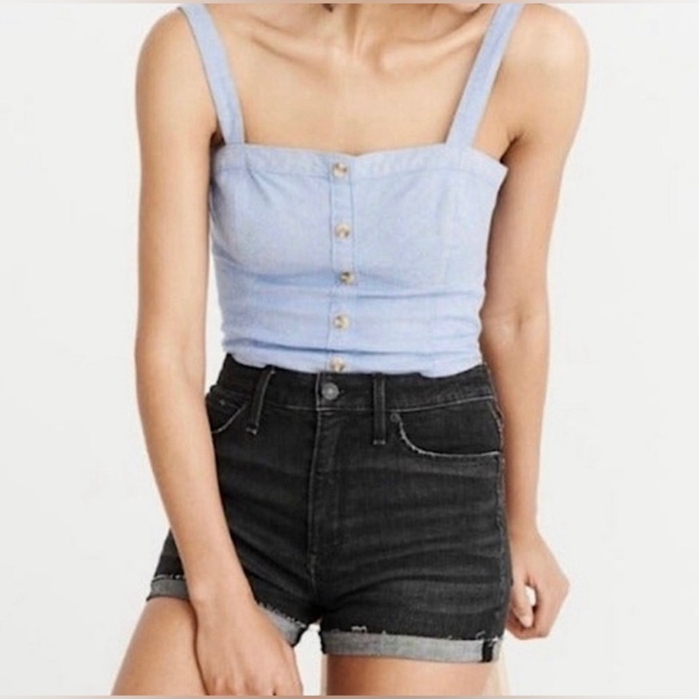 Abercrombie Chambray Blue Cropped Tank